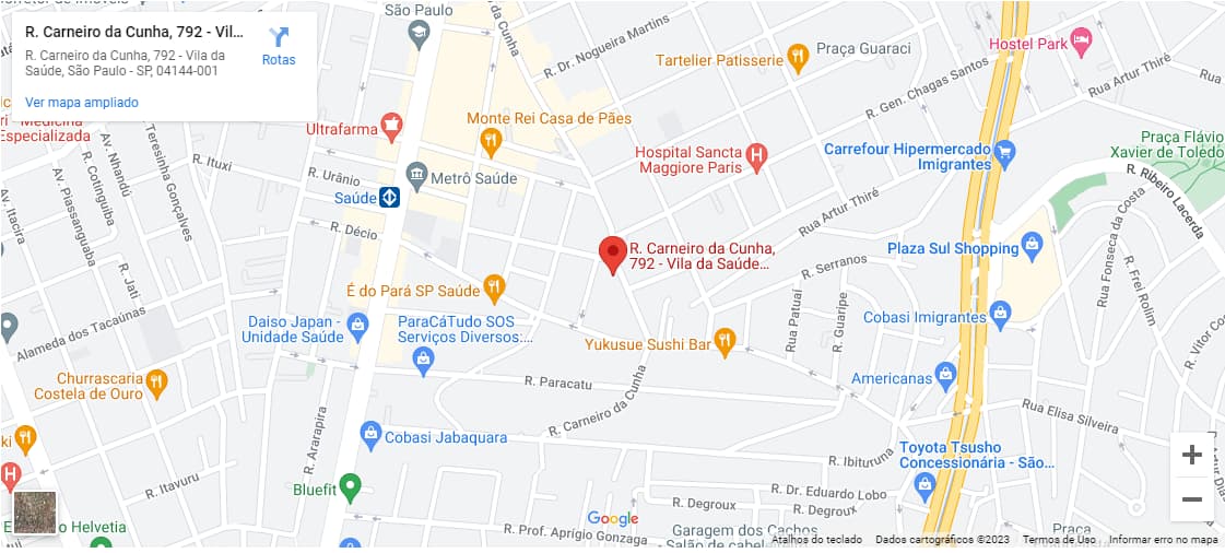 Mapa com a localização do condomínio de apartamentos Blend Saúde a 400m do metrô